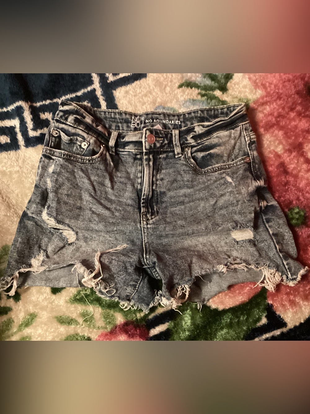 No Boundaries Distressed Light Blue Denim Shorts